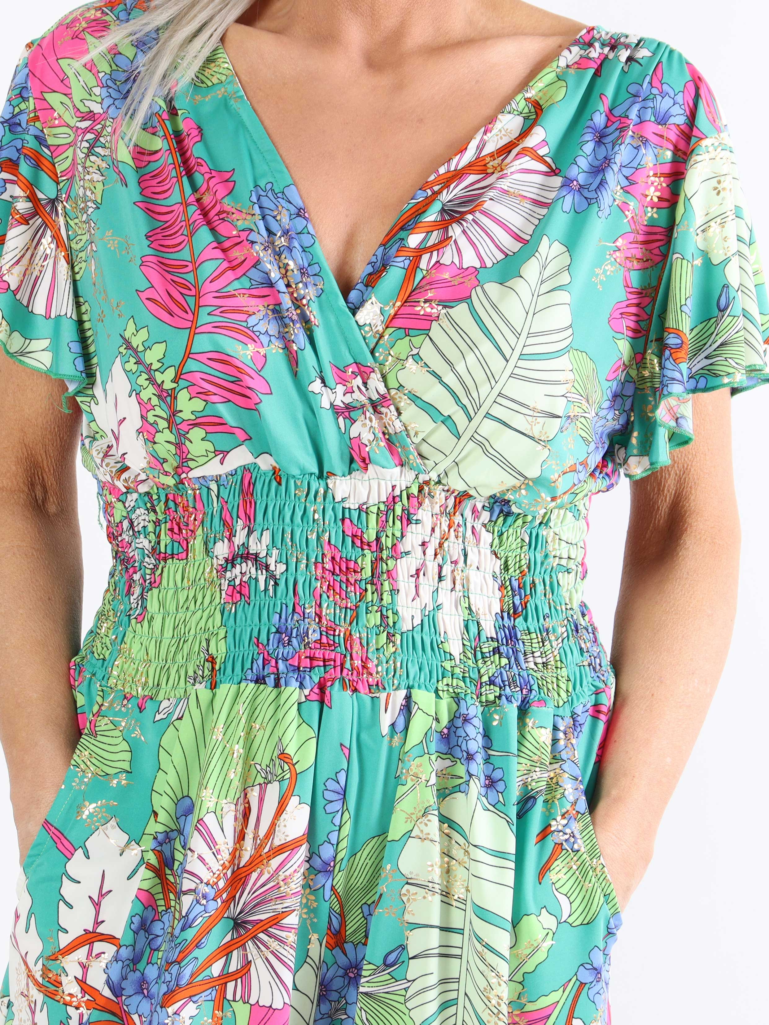 Pams Botanic Playsuit O/B - Mønstret plus size elastisk buksedragt